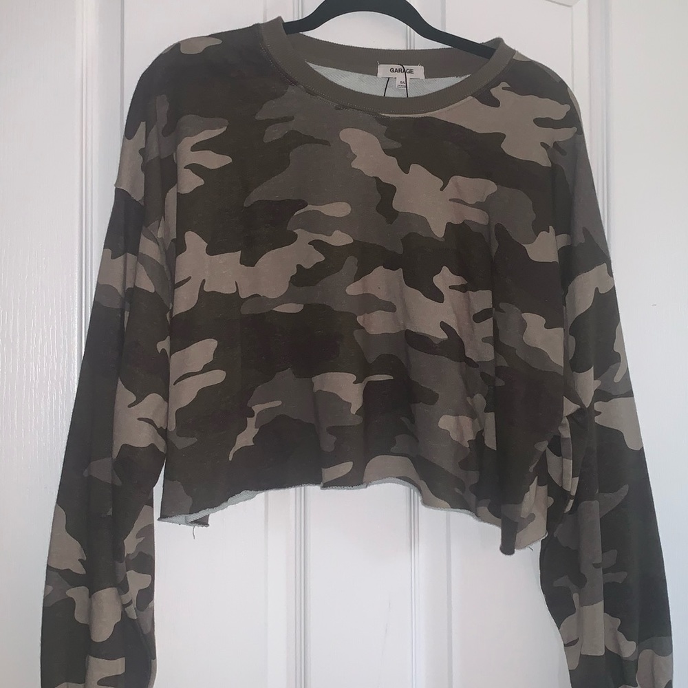 🔵Garage army print crop top
